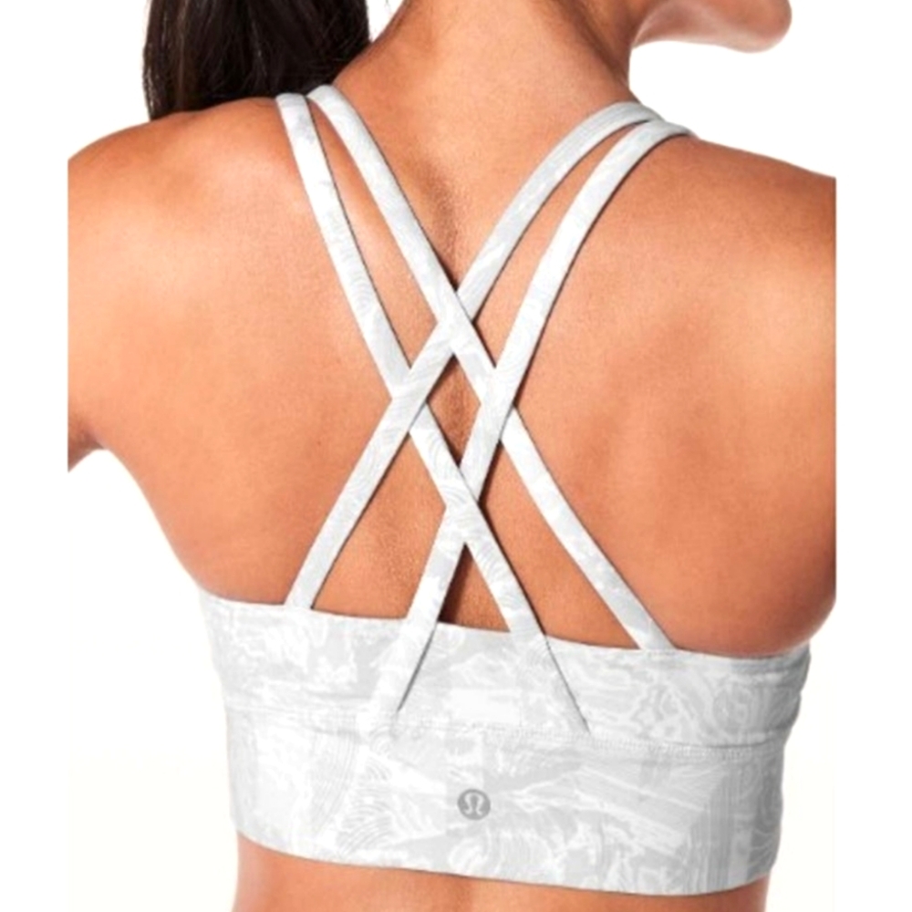 Lululemon, Energy LongLine Bra. Camo, Jacquard Alpine White Starlight SZ S